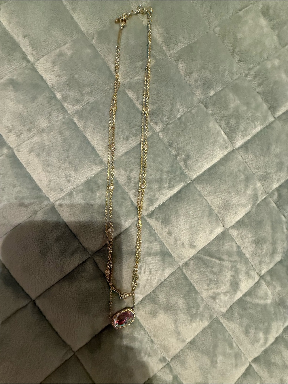 Kendra Scott Gold Necklace with Pink Center Stone